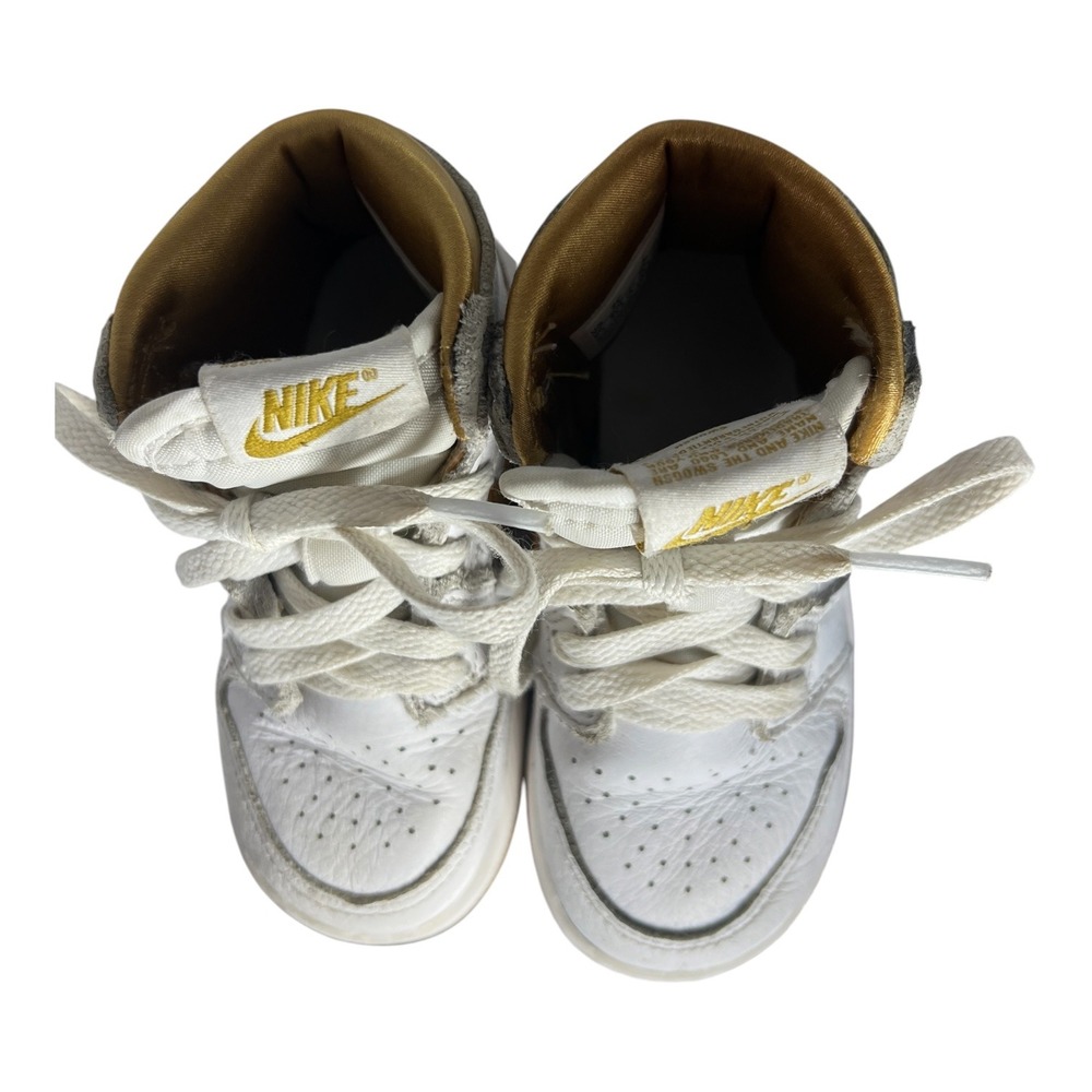 Nike Air Jordan 1 Retro High OG Metallic Gold White Toddler Shoes 7C FD2598-107 - Picture 12 of 12
